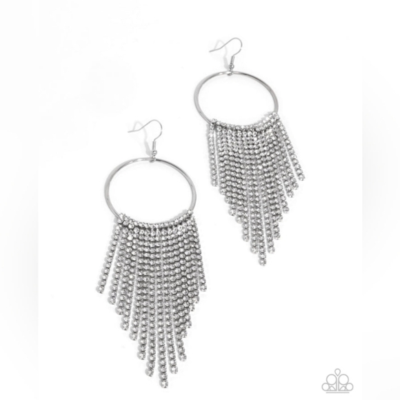 Streamlined Shimmer Silver Earrings - Picture 2 of 4